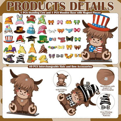 42 Pcs Interchangeable Highland Cow Graduation Gift Holiday Highland Cow Decor - Image 3