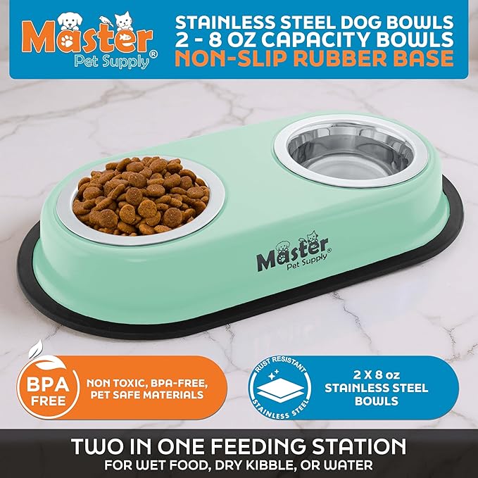 Master Pet Supply Double Dog Bowls Set - Image 2