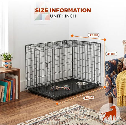 BestPet | Dog Crate | 48" | Black | Foldable Metal Kennel - Image 7