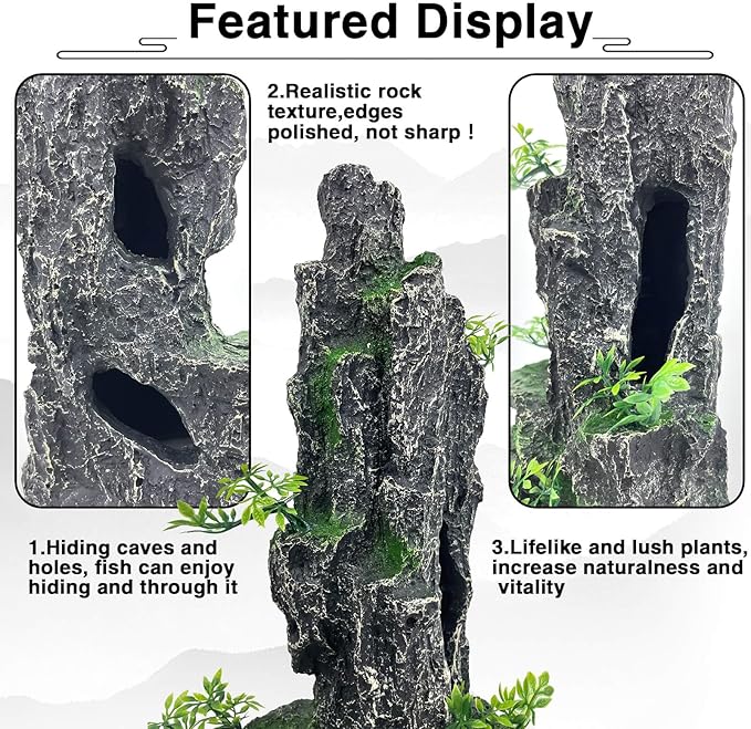 Aquarium Mountain View Stone Ornament Tree Rock Cave Aquarium Decorations Large - Image 4