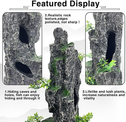 Aquarium Mountain View Stone Ornament Tree Rock Cave Aquarium Decorations Large - Image 4