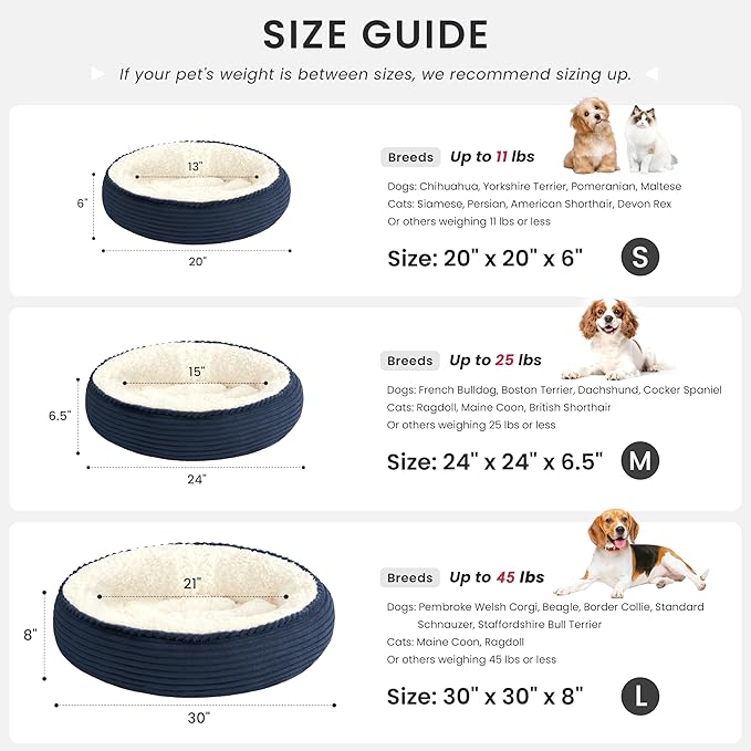 Love's cabin Round Donut Cat and Dog Cushion Bed, 24in Pet Bed - Image 4