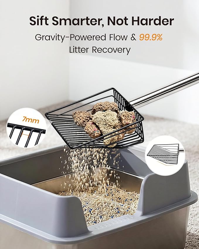 Cat Litter Scoop with Holder 43" Metal Litter Scooper with Stainless Steel Long - Image 3