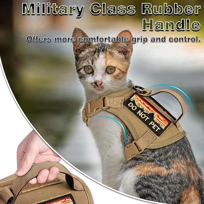 Tactical Cat Harness for Walking, Adjustable Escape Proof Pet Vest for Large Cat - Image 2