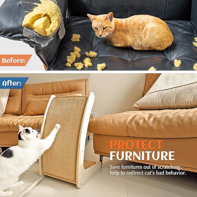 PETKARAY Cat Scratcher, Sisal Cat Scratch Pad, Curved Scratching Board - Image 4