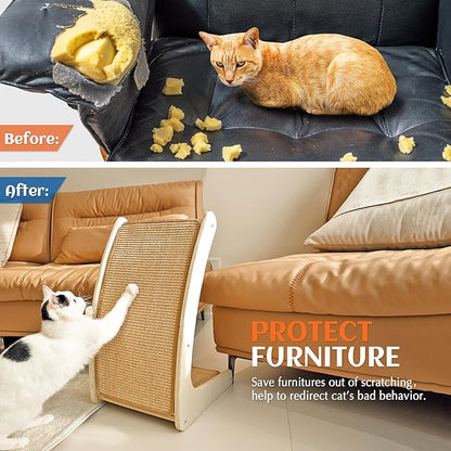 PETKARAY Cat Scratcher, Sisal Cat Scratch Pad, Curved Scratching Board - Image 4