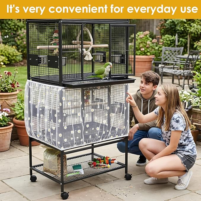 Universal Bird Cage Seed Catcher, Nylon Mesh Stretchy Skirt Bird Cage Net - Image 6