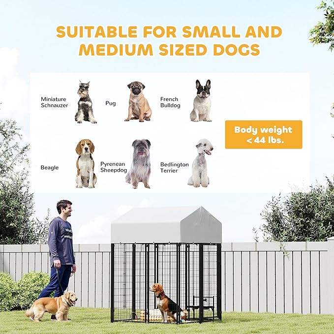 PawHut Outdoor Dog Kennel with Roof, UV-Resistant & Waterproof Cover, - Image 8