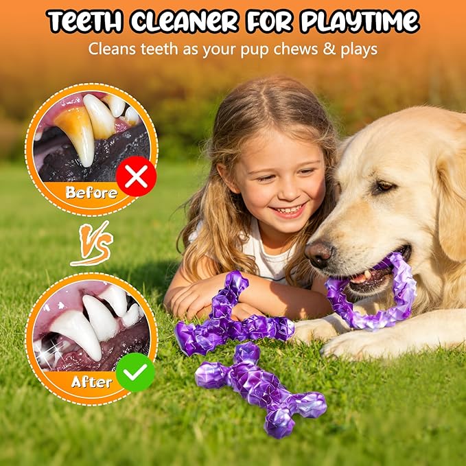 WOWBALA 3 Pack Dog Chew Toys for Aggressive Chewers, Indestructible Dog Toy for - Image 4