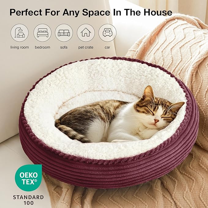 Love's cabin Round Donut Cat and Dog Cushion Bed, 20in Pet Bed - Image 6