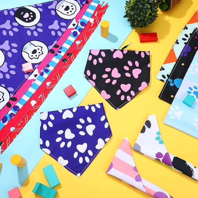 Huhumy 100 Pcs Paw Dog Bandanas Bulk Pet Bibs Colorful Triangle Scarf Paw - Image 5