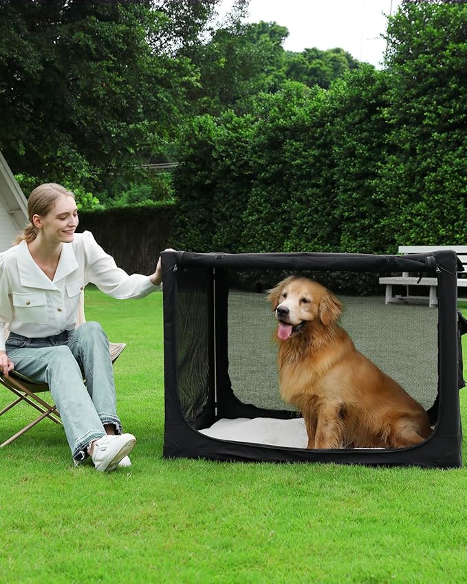 Veraste 42" L x 31" W x 31" H Collapsible Travel Dog Crate, Quick-Setup - Image 3