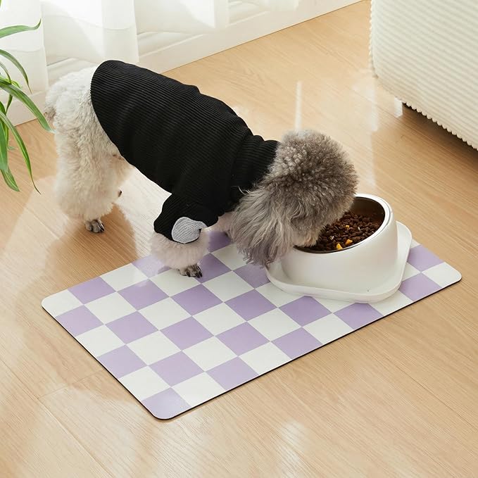 Checkered Dog Feeding Mat, Absorbent Mats - Image 3