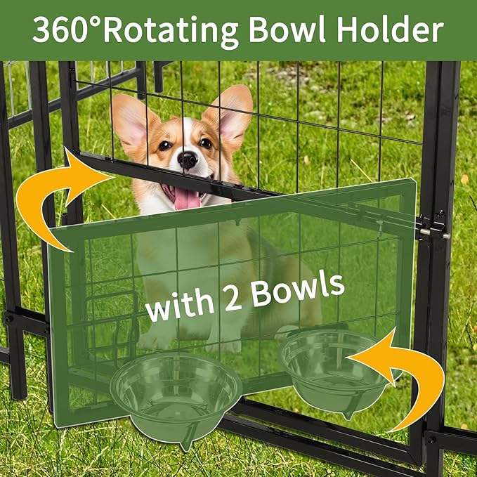 Dog Kennel Outside with Roof, Heavty Duty Welded Dog Crate Playpen with - Image 6