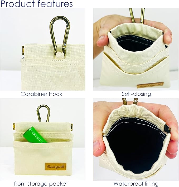 Raisingwell Dog Treat Pouch, Lvory Pocket Sized Pet Training Pouch, Cotton - Image 4