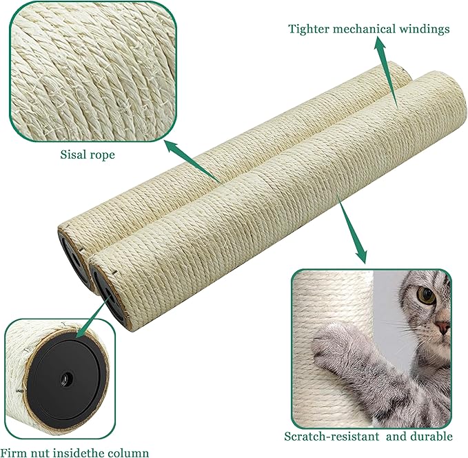 Cat Scratching Post Replacement Pole, Natural Sisal Cat Tree Replacement Parts - Image 4
