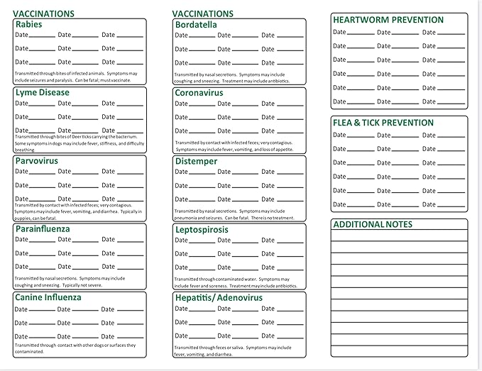 Dog Vaccination Record Card 25 Pack, Large 8.5" X 11" - Image 3