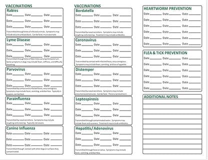Dog Vaccination Record Card 25 Pack, Large 8.5" X 11" - Image 3