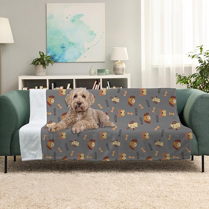 Grey Woof Fleece Pet Lightweight Blanket - Image 2