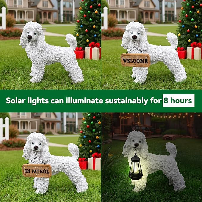 White Poodle Dog Garden Statue - Image 5