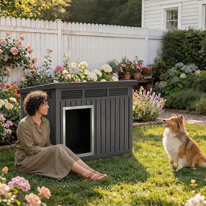 DRATO Small Dog House, Weatherproof Resin Dog House Outdoor - Image 7