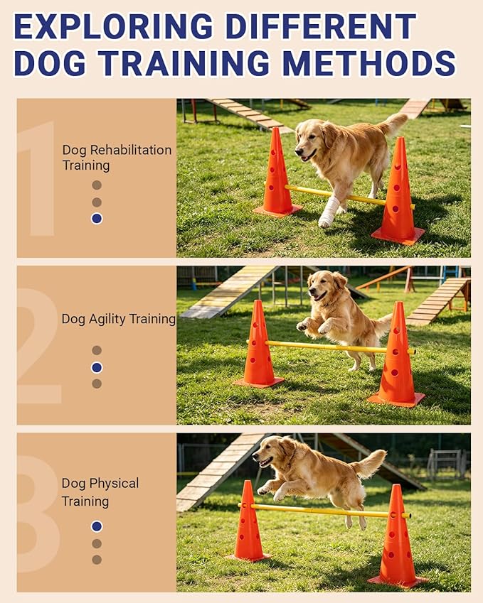 Dog Agility Course Backyard Set, Dog Agility Hurdle Cone Set - Image 3