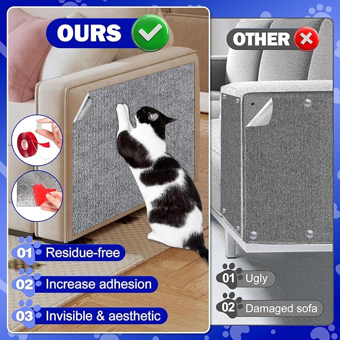 ENONCI Anit Cat Scratch Couch Furniture Protector, 78.7x15.8 Cat Wall Corner - Image 8