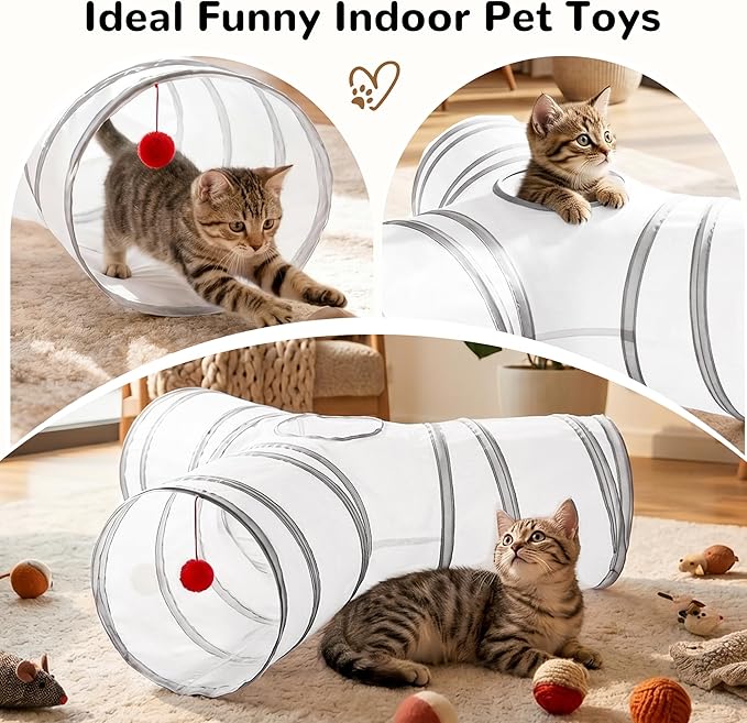 Tempcore Cat Tunnel for Indoor Cats, 3-Way Collapsible Play Tunnel - Image 7