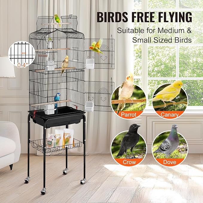 VEVOR 64-inch Open Top Large Parrot Bird Cage - Image 3
