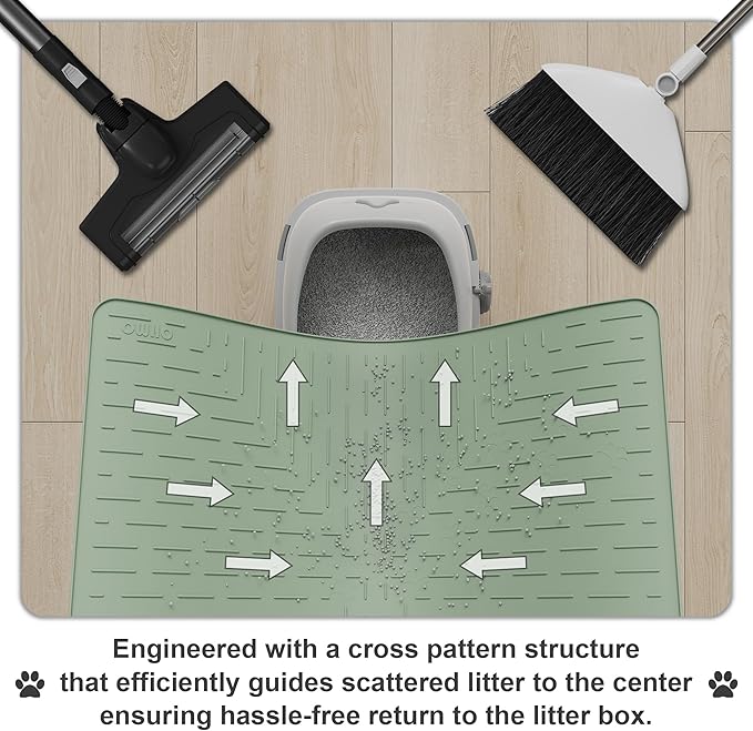 OHMO Cat Litter Mat Large Trapping Mat Premium Silicone Rubber 31.5x23.6 Sage - Image 4