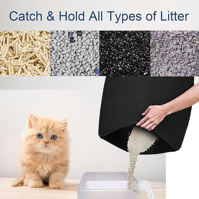 Cat Litter Mat Large Cat Litter Trapping Mat 30x24 inch Double Layer Urine and - Image 3