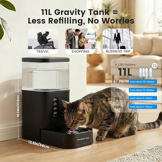 Gardner Pet 2.9 Gallon Automatic Dog Water Bowl Dispenser 11L Gravity Water - Image 2