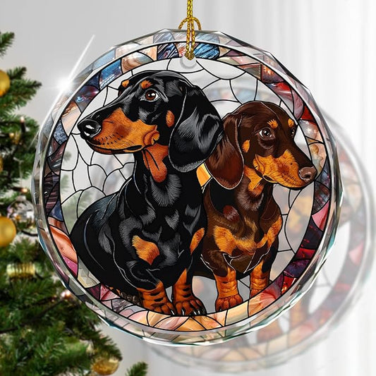 Dachshund Christmas Ornament, Stained Glass Dachshund by Kooirsp