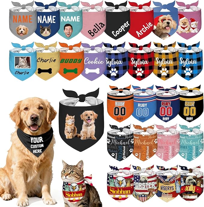 Custom Dog Bandana Personalized Name Logo Photo Text Dog Scarf Customized by Unknown