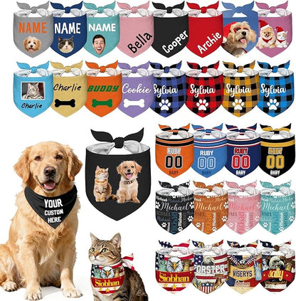 Custom Dog Bandana Personalized Name Logo Photo Text Dog Scarf Customized by Unknown