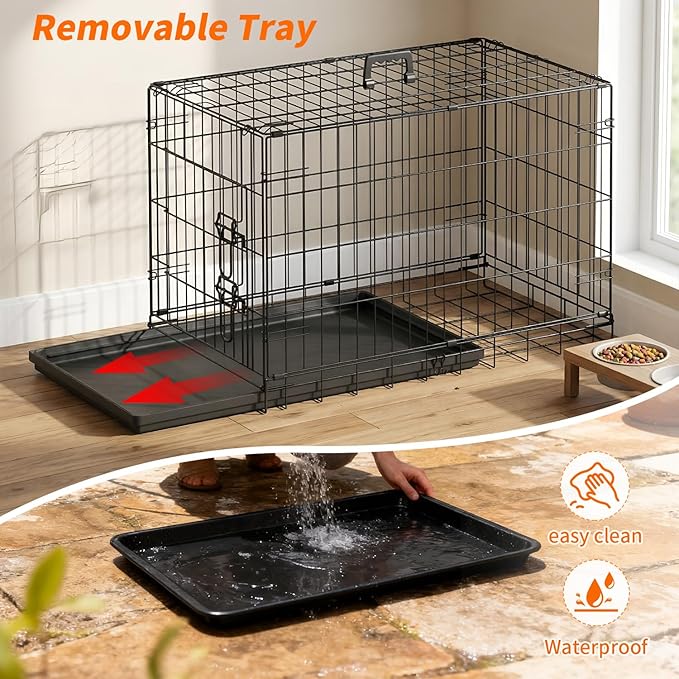 FDW Dog Crate 30-Inch Dog Cage Single Door Foldable Metal Kennel - Image 4