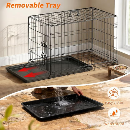 FDW Dog Crate 30-Inch Dog Cage Single Door Foldable Metal Kennel - Image 4