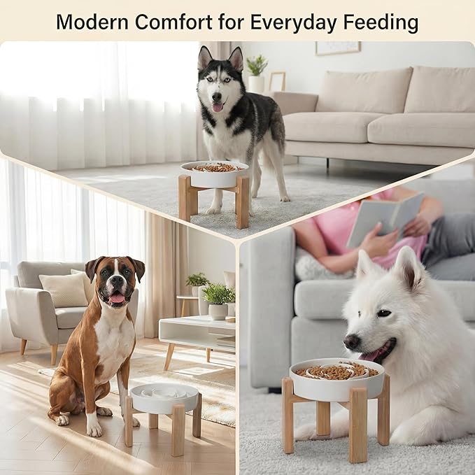 Elevated Slow Feeder Dog Bowl Large Breed, 8.8 Inch Ceramic Slow Eating Bowl - Image 7