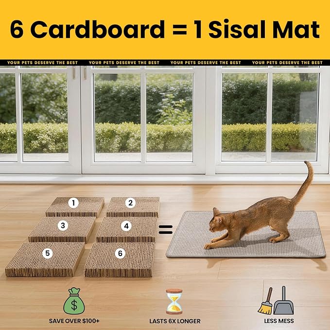 Conlun Cat Scratcher Mat, Natural Sisal Cat Scratch Pad - Image 3