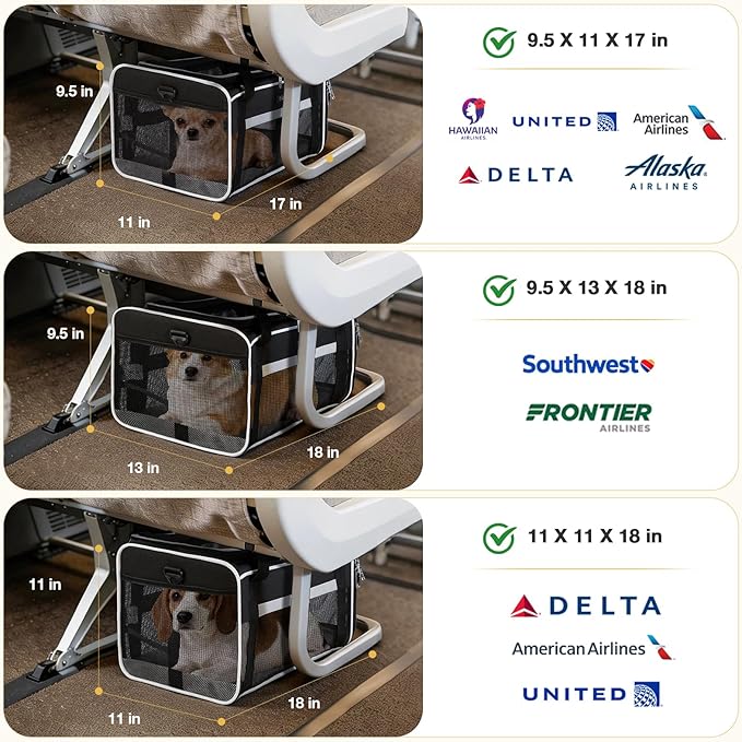 Lekereise Top-Expandable Pet Carrier 18x11x11Inch Delta American United Airline - Image 2