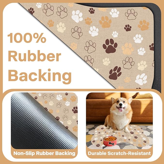 Pet Dog Cat Food Mat, Absorbent Bone Shaped Dog Bowl Mats - Image 5