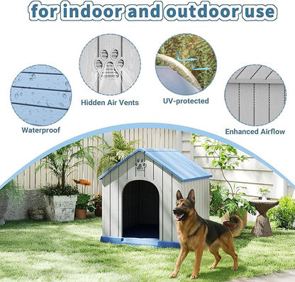 Large Dog House Outdoor Weatherproof，Waterproof Resin Outside Dog House - Image 4