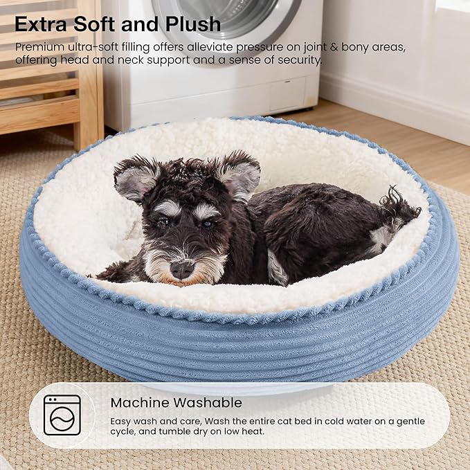 Love's cabin Round Donut Cat and Dog Cushion Bed, 24in Pet Bed - Image 7