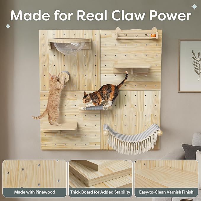 Ardilla & Co. Cat Wall Furniture – Wall-Mounted Modular Wooden Boards - Image 6