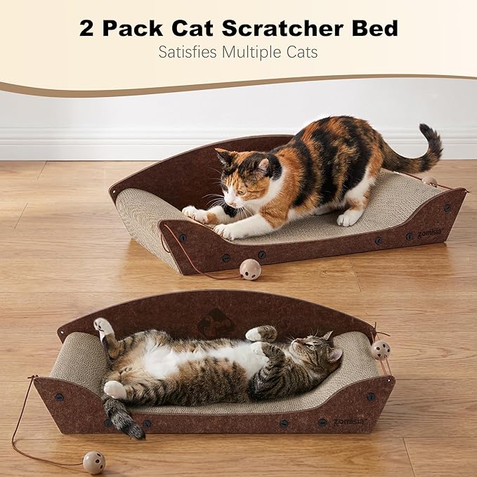 ZOMISIA 2 Pack 26'' Cardboard Cat Scratcher Bed - Image 5