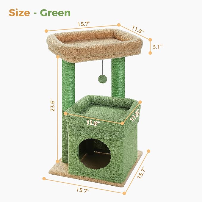 PEQULTI Cat Tree Cactus Cat Tower - Image 4