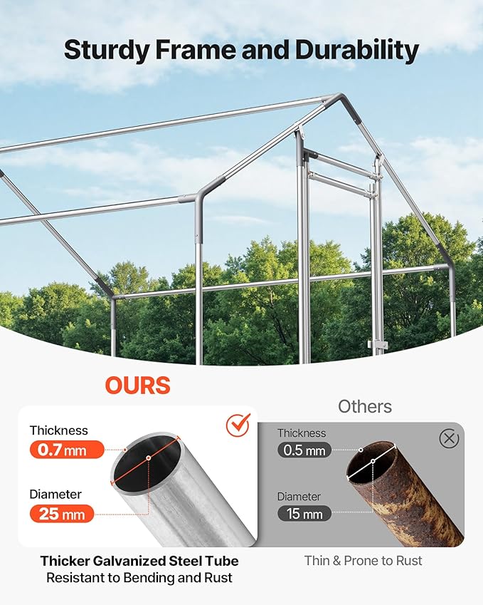 VEVOR Metal Chicken Coop, 6.56x6.56x6.56ft Large Walk-in Chicken Runs - Image 3