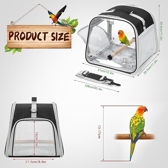 Small Bird Carrier, Large Window Travel Cage - Image 6