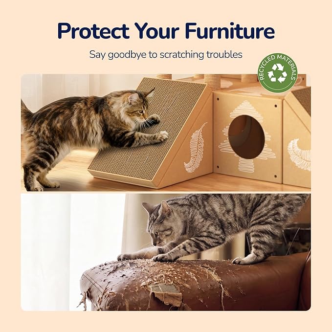 DIY Cardboard Cat House with Scratching Posts, Scratching Board, Recyclable - Image 6