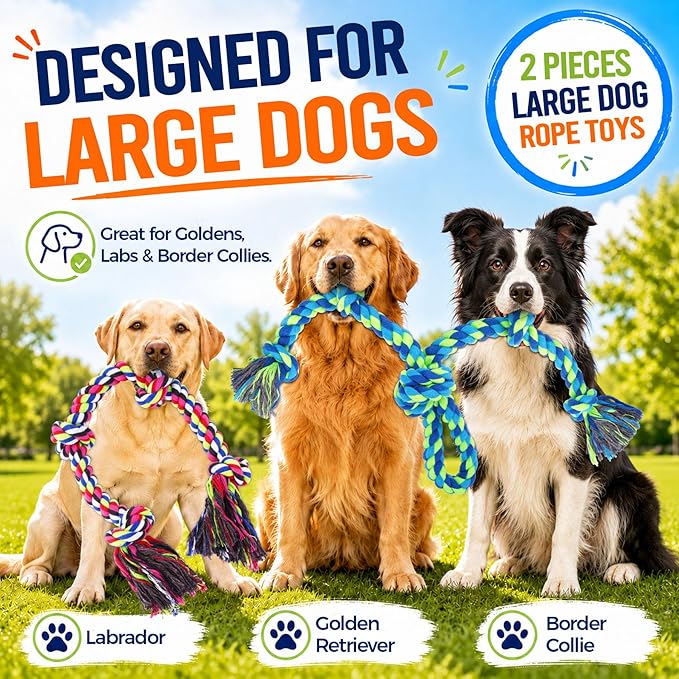Tough Dog Rope Toys for Aggressive Chewers, Tough Tug of War Dog Toys for Large - Image 7